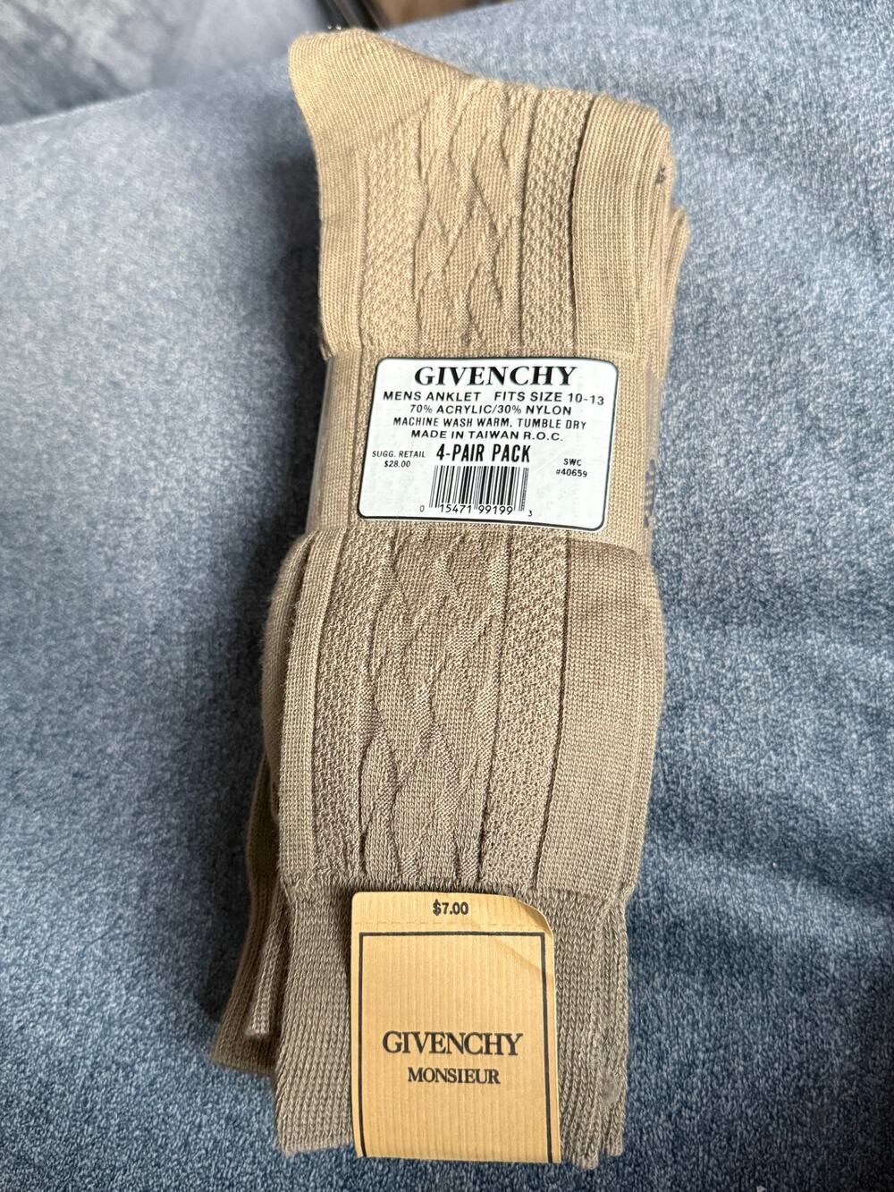 New Givenchy 4 pack dress men's socks tan brown size 10-13